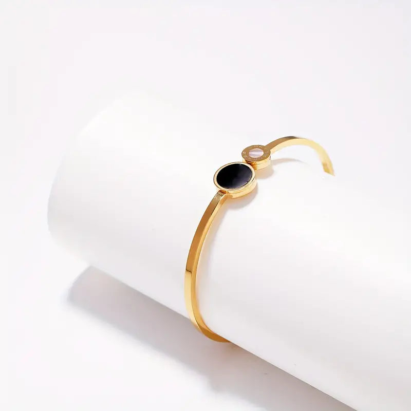 14K Gold Plated Enamel Inlay Roman Numeral Bracelet