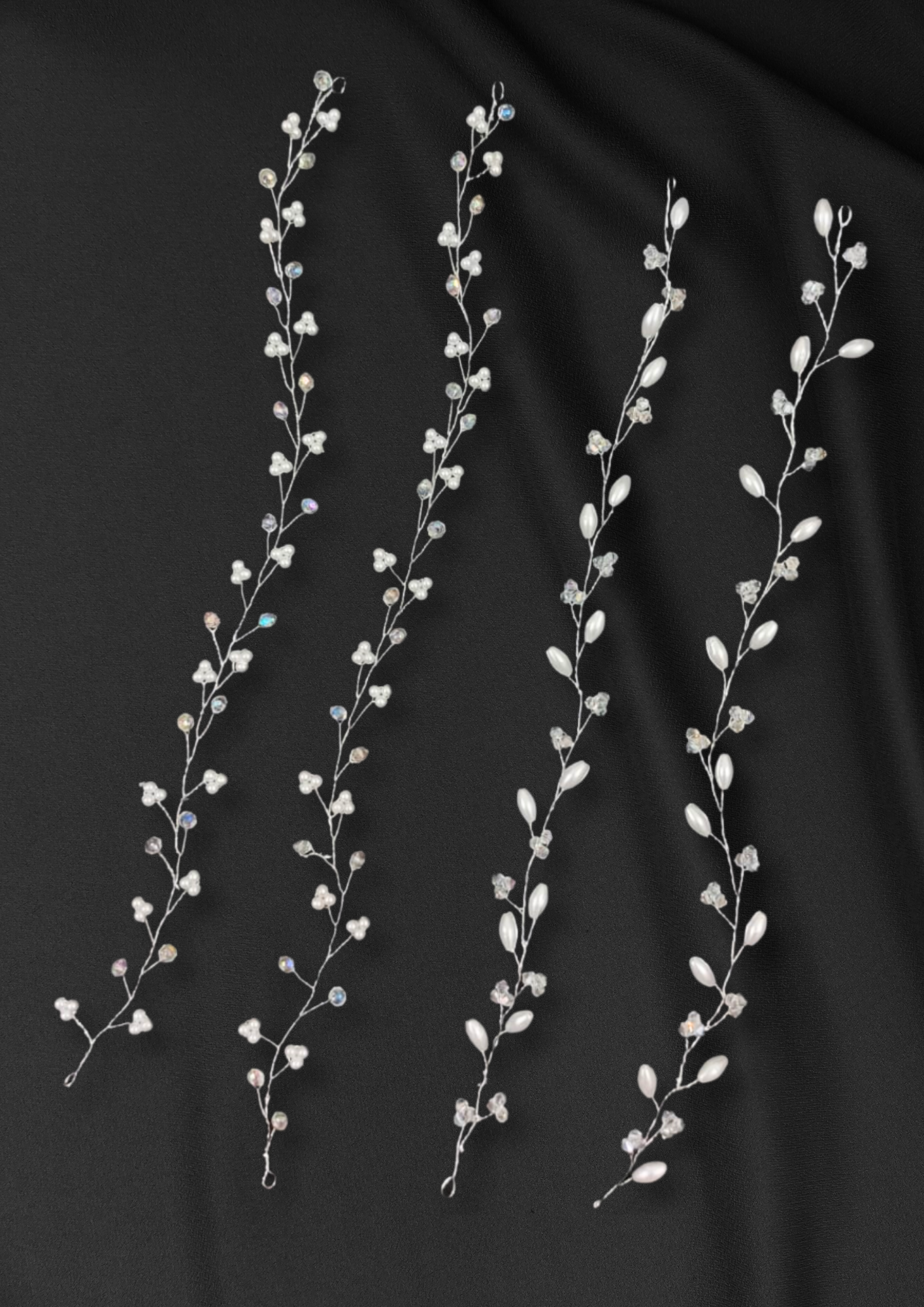 Silver Crystal Tiara (Set Of 4)