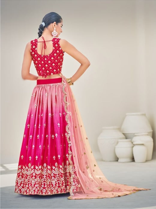 Embroidered Sequinned Lehenga & Blouse With Dupatta