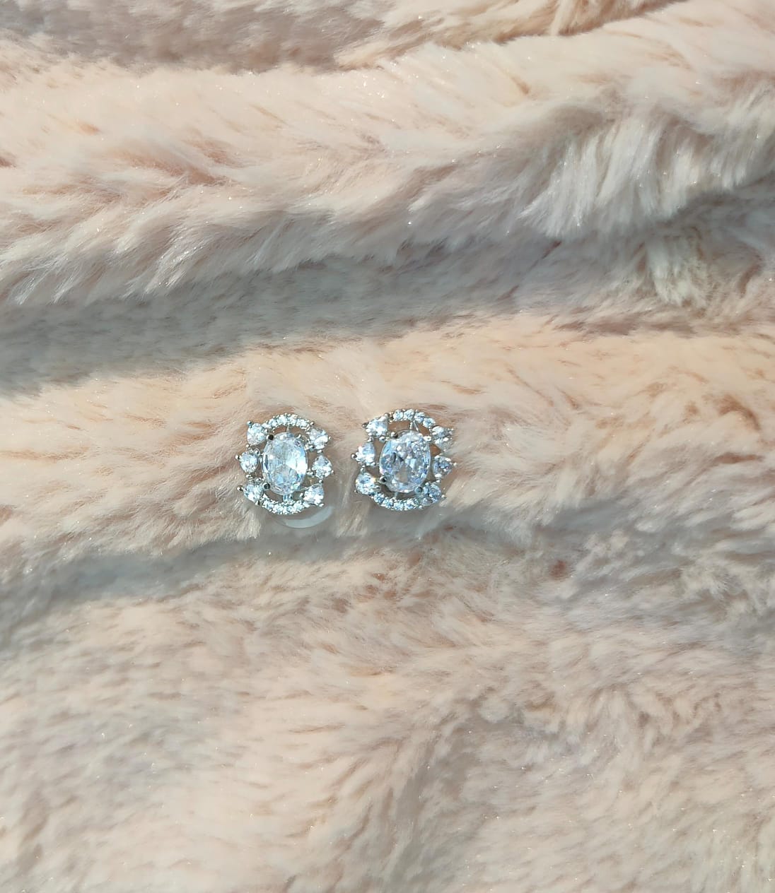 White AD Stud Earring