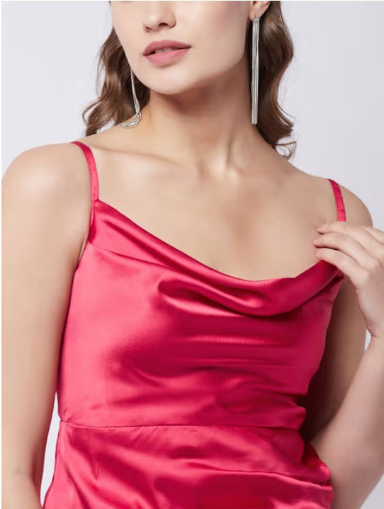 Red Satin Sheath Dress