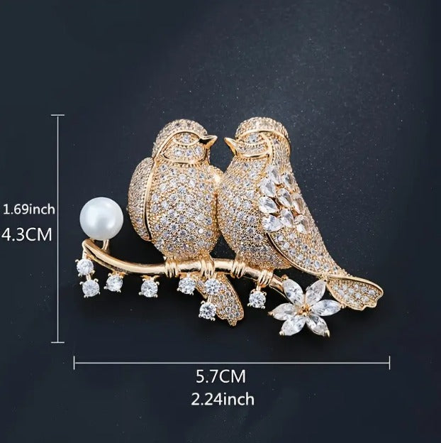 Christmas Lovebird Accessories Fashion Zircon Brooch