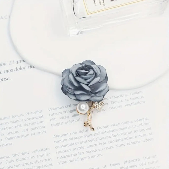 Fabric Rose Flower Copper Brooch