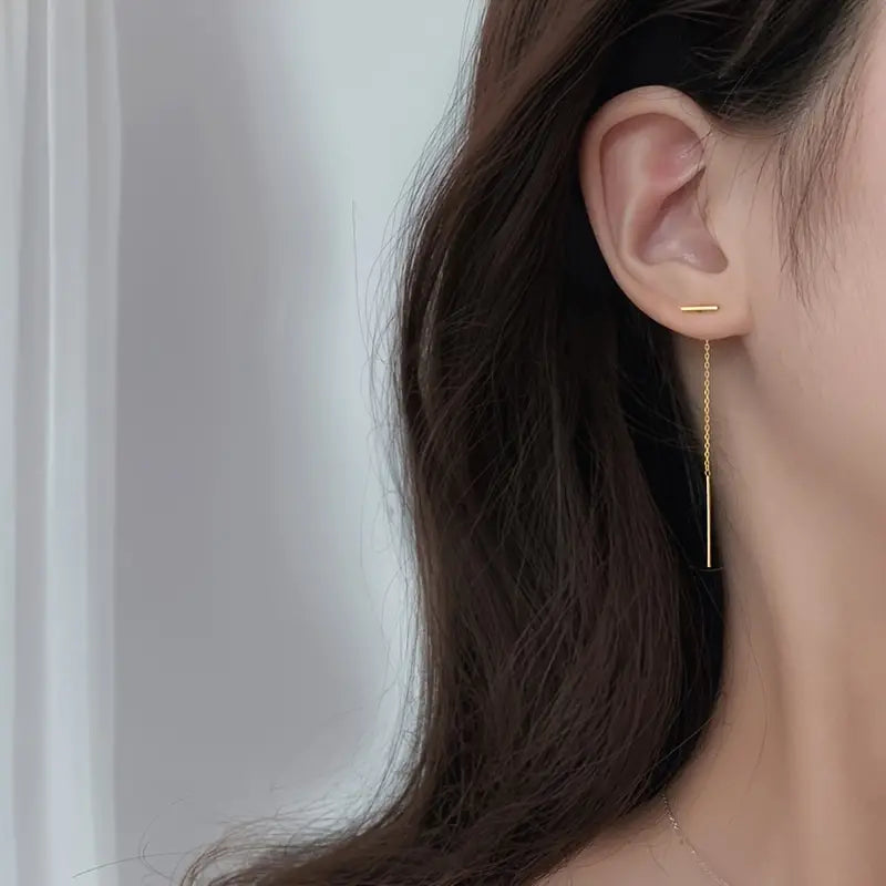 Minimalistic 14K Gold Threader Earrings