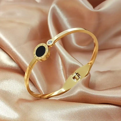 Roman Numeral Enamel Bracelet with 14K Gold Plating.