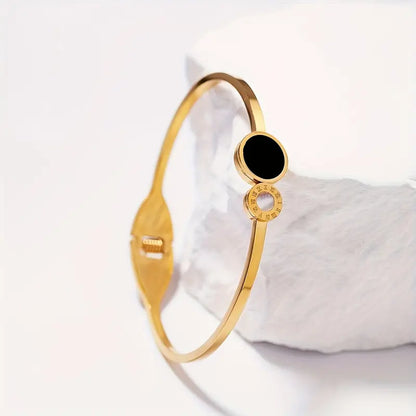 14K Gold Plated Enamel Inlay Roman Numeral Bracelet