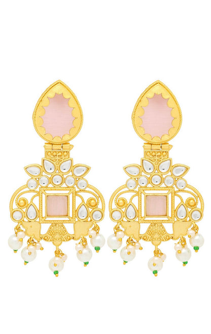 Gold Plated, Kundan & Pearl Drop Earring