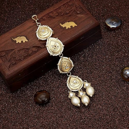 Pearl Gold Plated Kundan Maangtikka