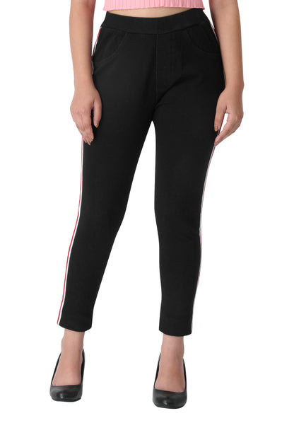 Jeggings - Striped Black