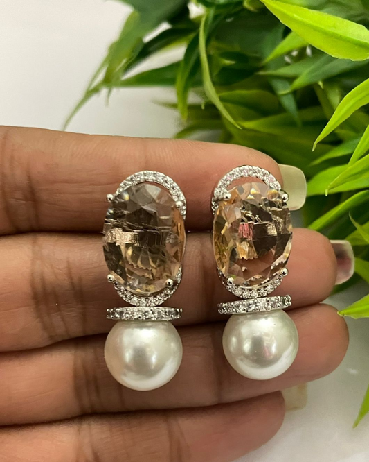 Crystal And Pearl Stud Earring