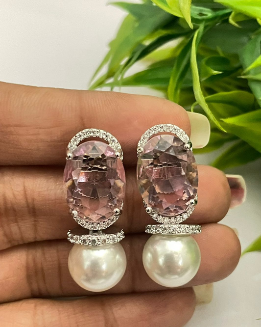 Crystal And Pearl Stud Earring