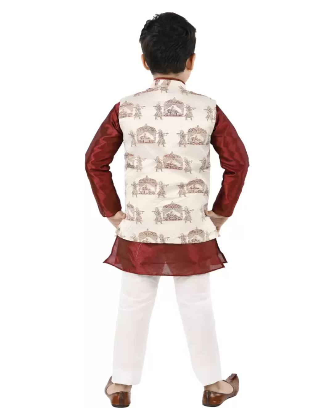 Boys Kurta Pyjama Set with Designer Ethnic Nehru Jacket