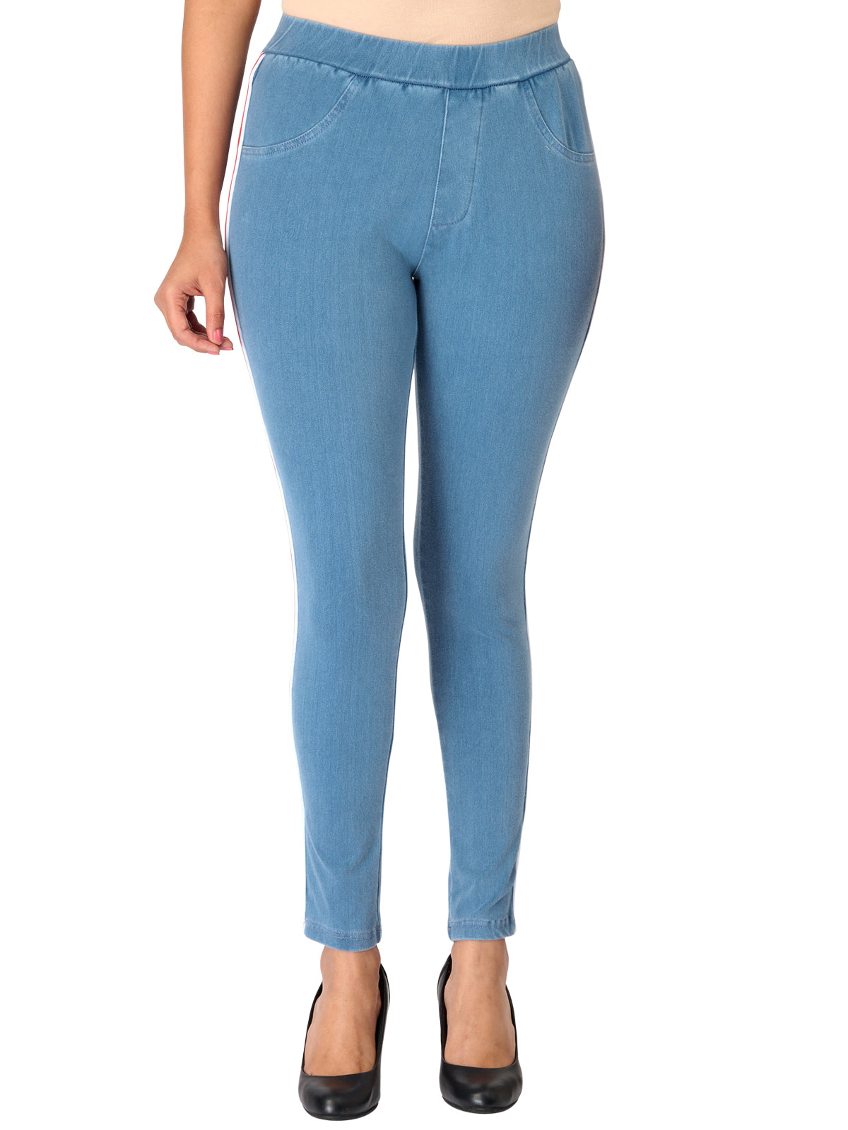 Jeggings - Striped Light Blue