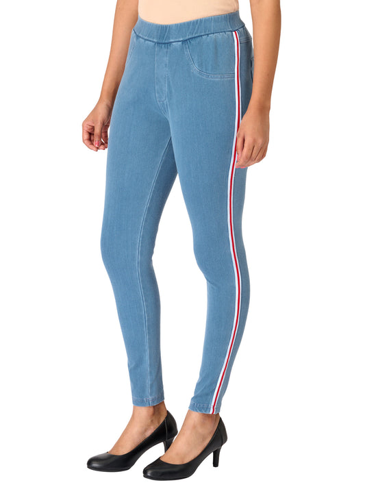 Jeggings - Striped Light Blue