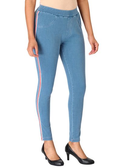 Jeggings - Striped Light Blue