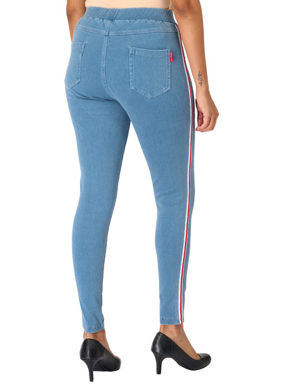 Jeggings - Striped Light Blue