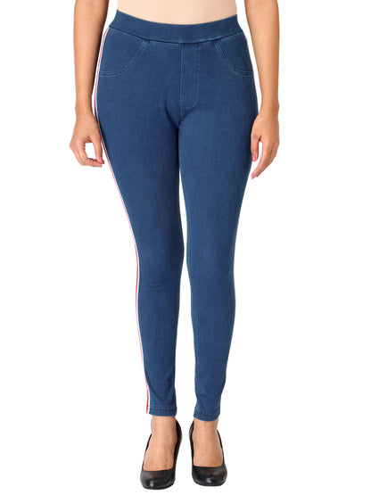 Jeggings - Striped Indigo Blue