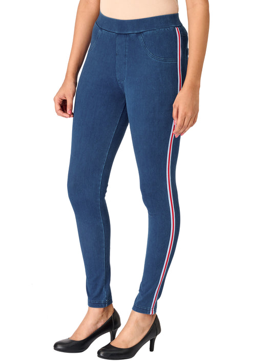 Jeggings - Striped Indigo Blue