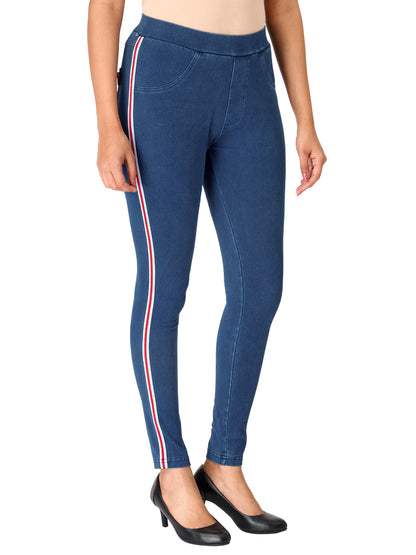 Jeggings - Striped Indigo Blue