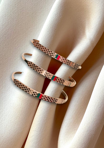 Designer Inspired Rose-Gold Bracelets (Set Of 3)