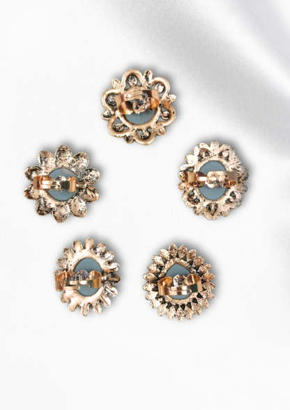 Set Of 5 Oxidized Gold-Toned Finger Rings