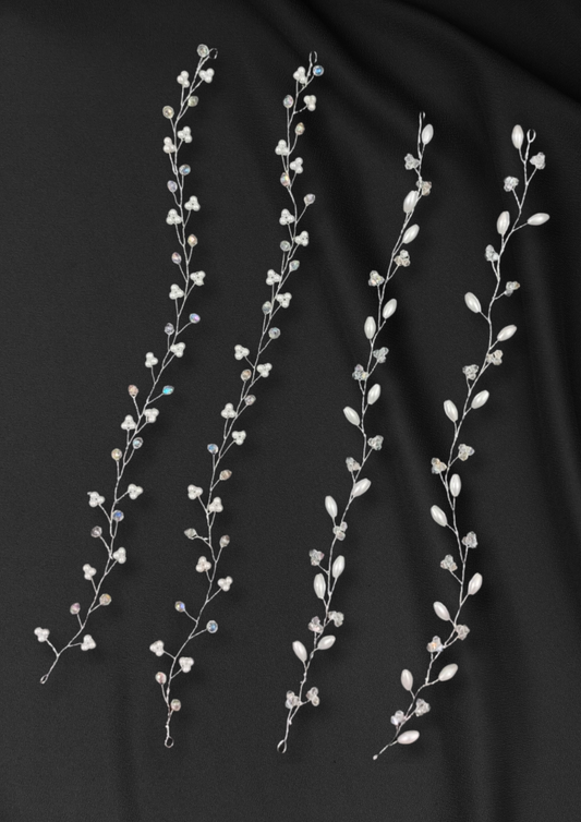 Silver Crystal Tiara (Set Of 4)