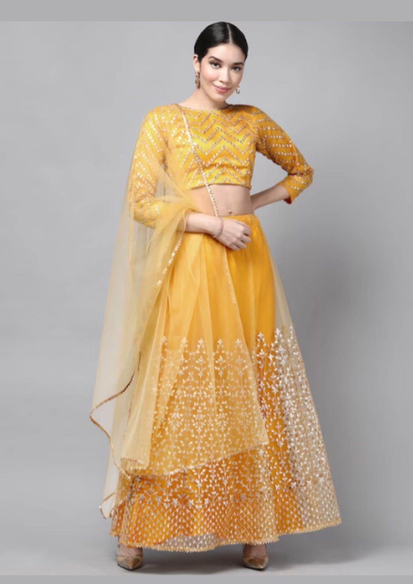 Yellow Embroidered Lehenga Choli