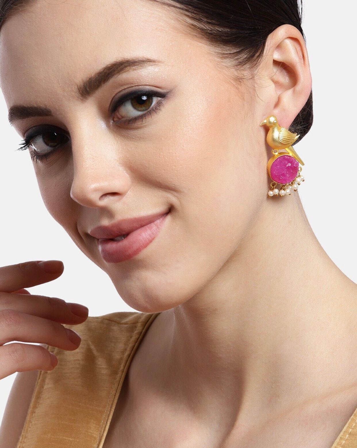 Gold Plated, Agate Earrings