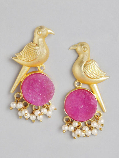 Gold Plated, Agate Earrings