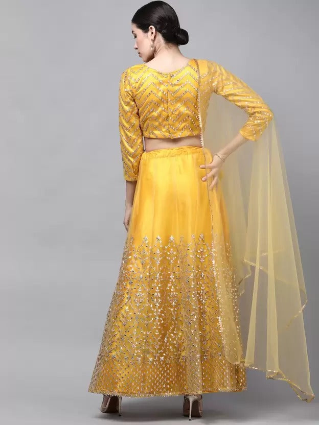 Yellow Embroidered Lehenga Choli