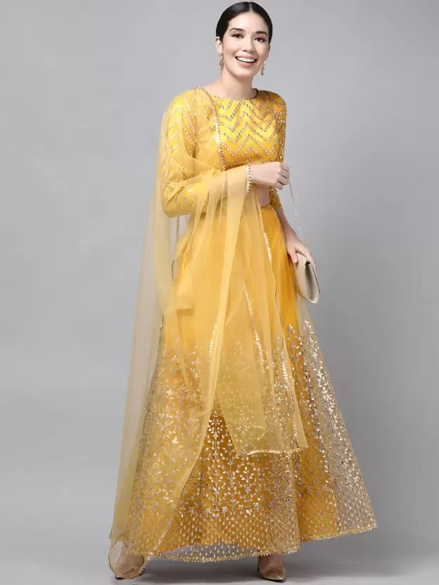 Yellow Embroidered Lehenga Choli