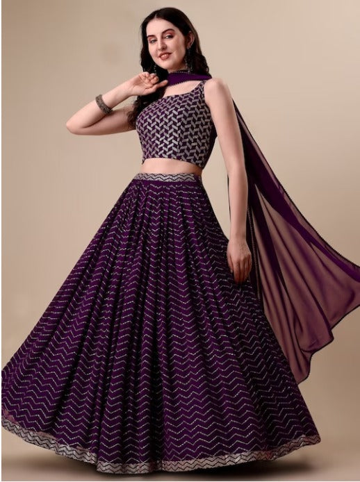 Embroidered Lehenga & Blouse With Dupatta