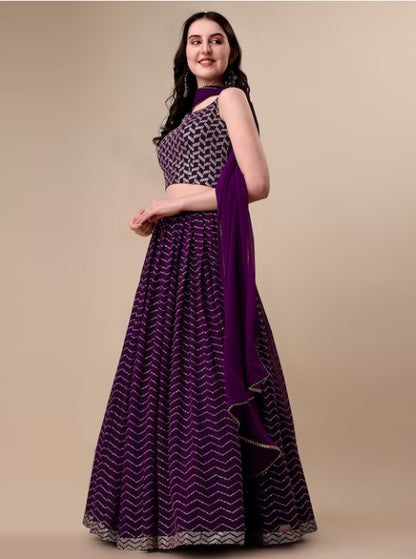 Embroidered Lehenga & Blouse With Dupatta