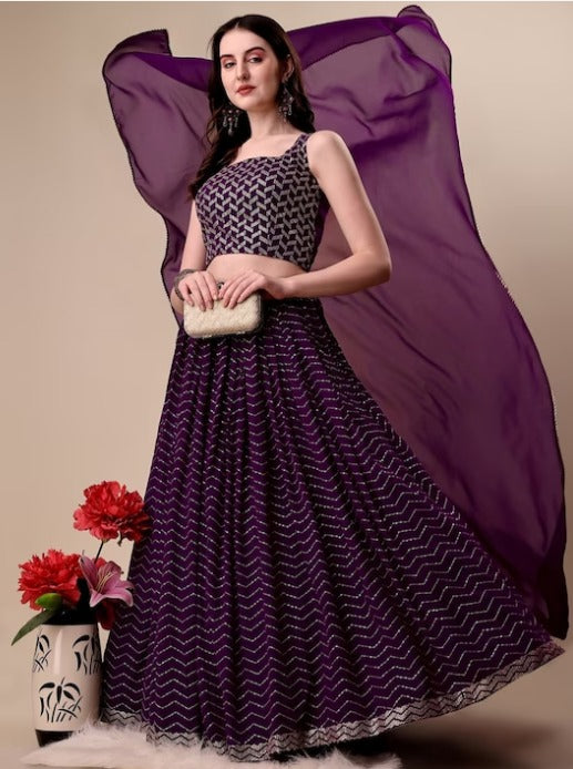 Embroidered Lehenga & Blouse With Dupatta