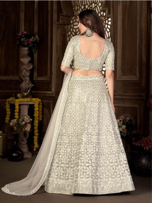 Embroidered Sequinned Lehenga & Blouse With Dupatta