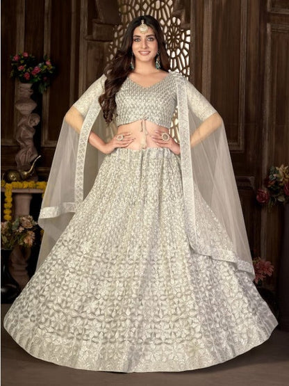 Embroidered Sequinned Lehenga & Blouse With Dupatta