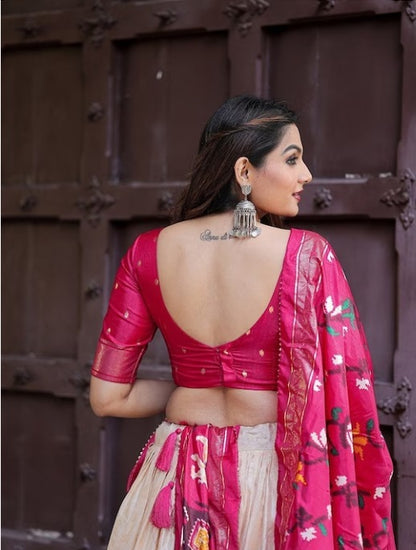 Printed Foil Lehenga & Blouse With Dupatta