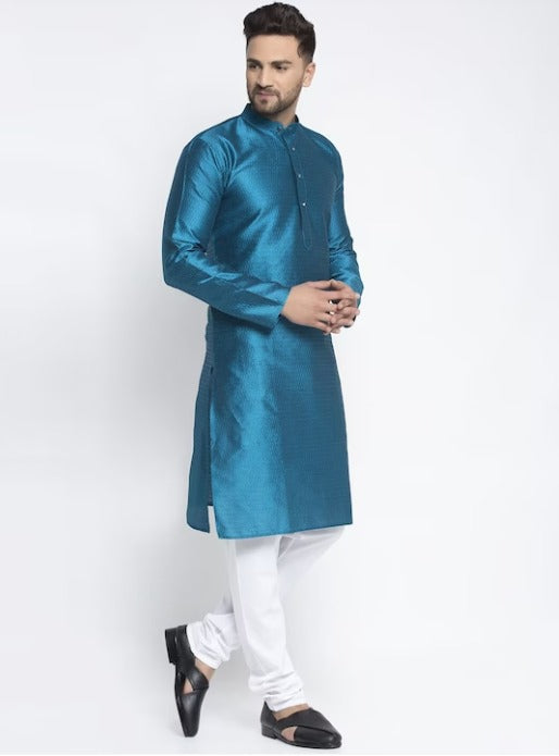 Men Woven Design Kurta with Churidar