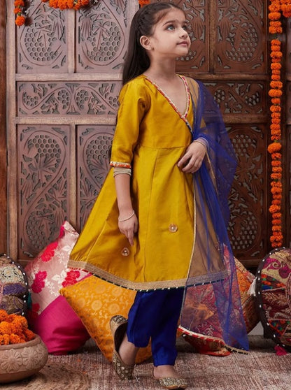 Girls Gotta Patti Angrakha Kurta & Salwar With Dupatta