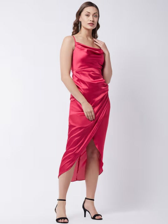 Red Satin Sheath Dress