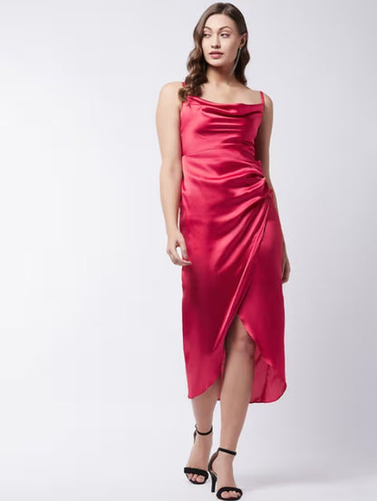 Red Satin Sheath Dress