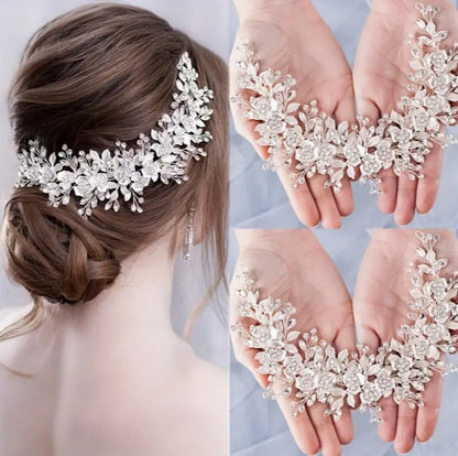 Elegant Bridal Headwear Rhinestone Leaf Shaped Headdress