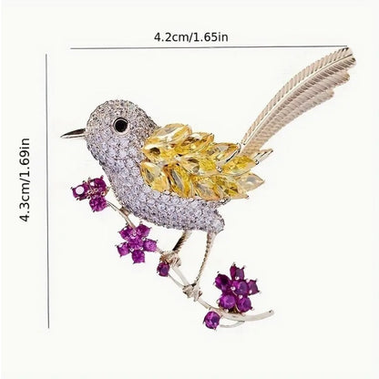 Bird Zircon Brooch Coat Decoration Pin