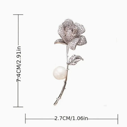 Luxury Flower With Faux Pearl Brooch Pin