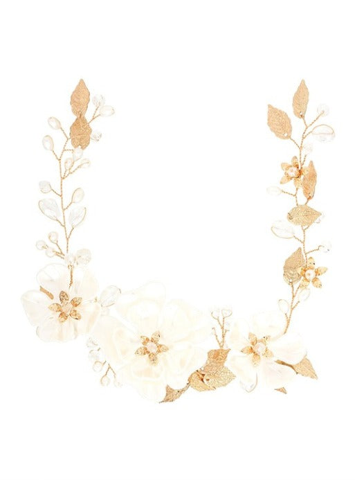 Women White & Gold-Toned Embellished Tiara