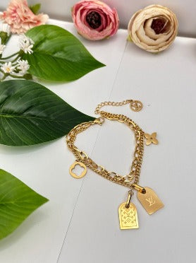 Designer-Inspired Gold-Plated Chain Bracelet.