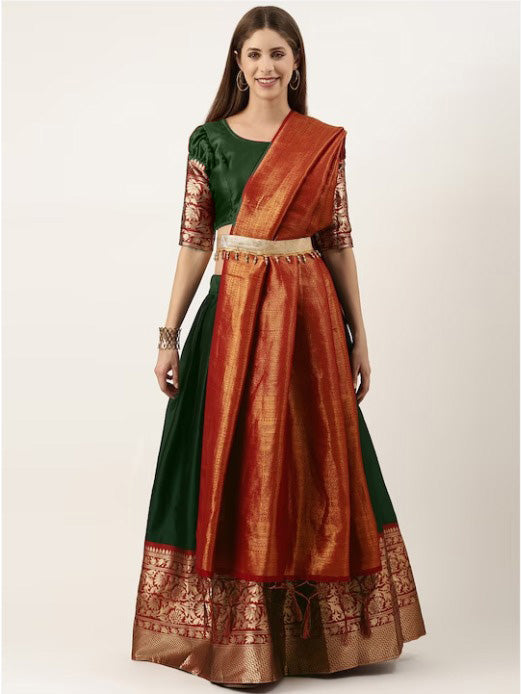 Woven Design Lehenga & Blouse With Dupatta