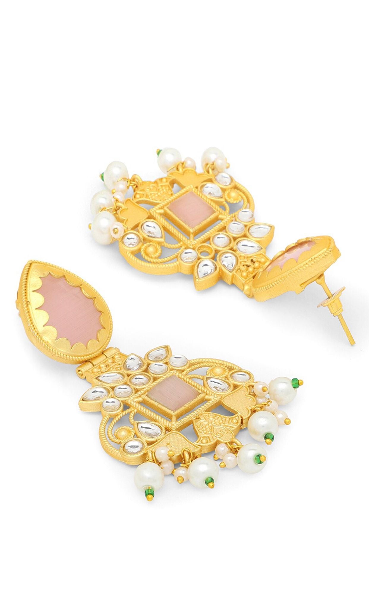 Gold Plated, Kundan & Pearl Drop Earring