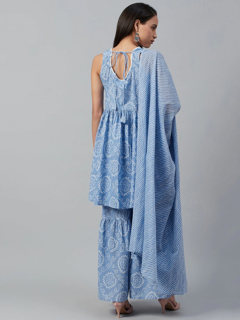 Trendy Blue Tunic with Palazzo pants & Stole