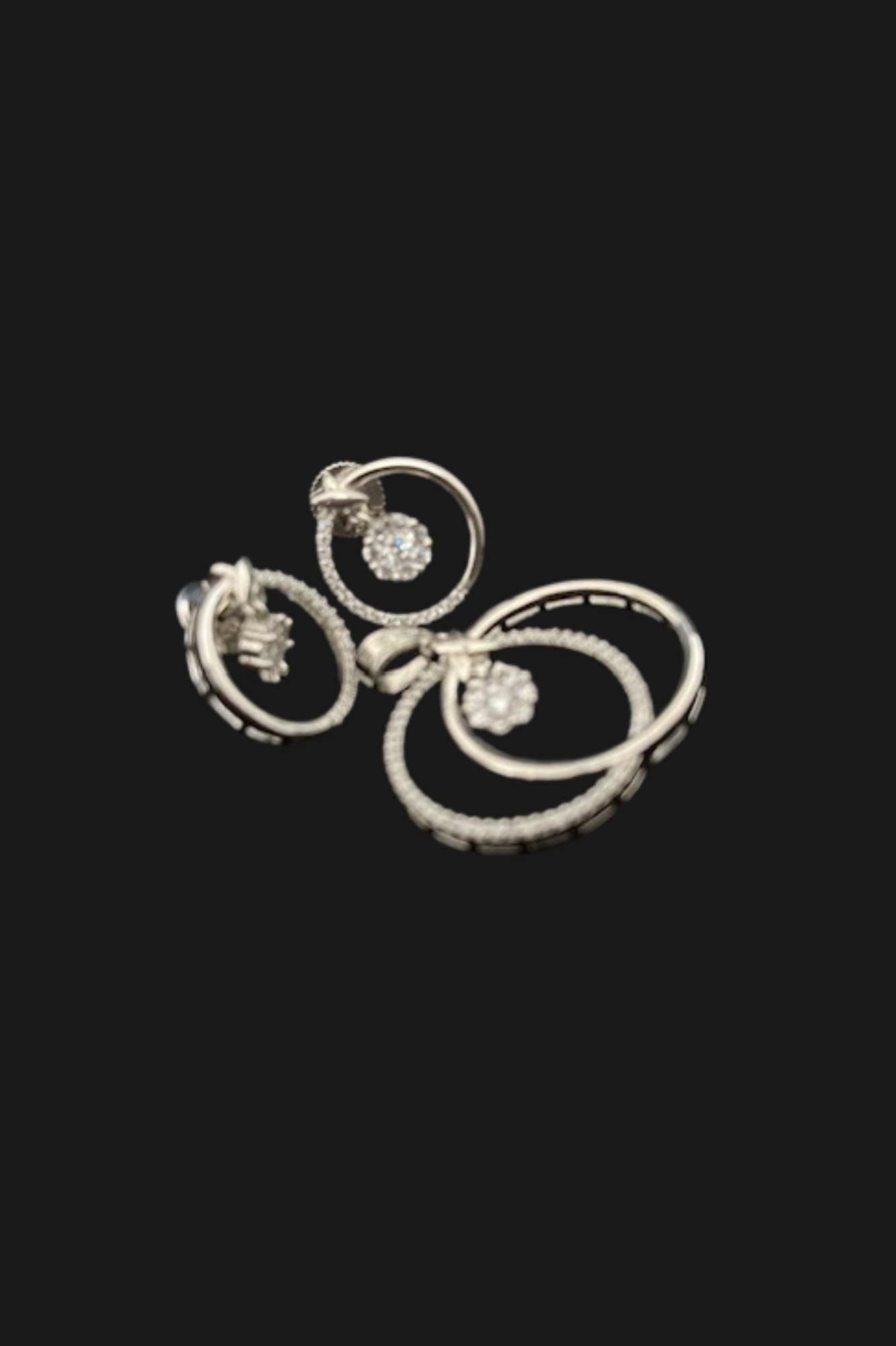 Ring Shape Silver Pendant & Earring Set